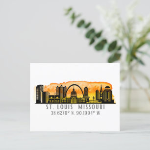 St. Louis Skyline Map Coordinates  Postcard