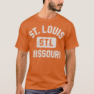 St Louis STL Missouri Gym Style Distressed White P T-Shirt