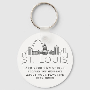 St. Louis Stylized Skyline   Custom Slogan Key Ring