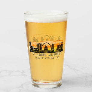 St. Louis Sunset Skyline Map Coordinates Glass