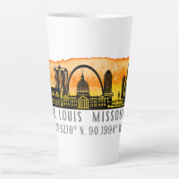 St. Louis Sunset Skyline Map Coordinates 