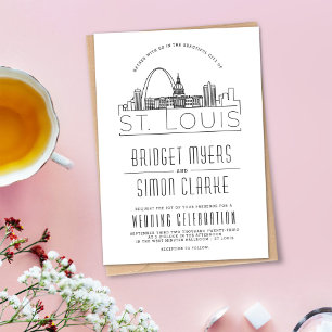 St. Louis Wedding Stylised Skyline Invitation