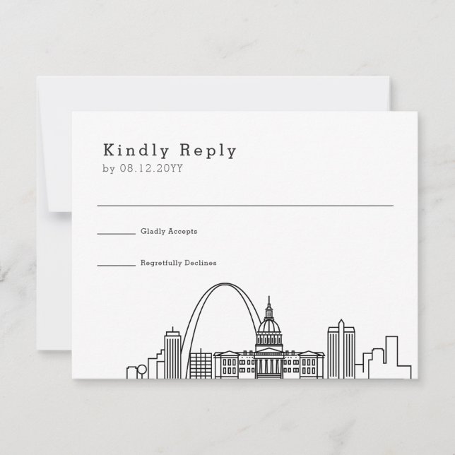 St. Louis Wedding | Stylised Skyline RSVP (Front)