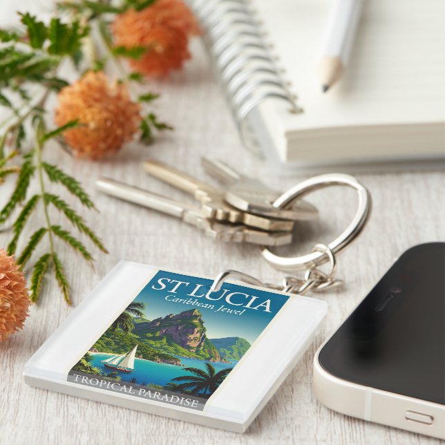 St Lucia Caribbean Jewel  Key Ring (Front Right)