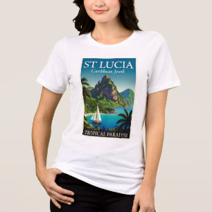 St Lucia Caribbean Jewel T-Shirt Tri-Blend Shirt