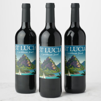 St Lucia Caribbean Jewel  Wine Label
