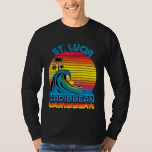 St Lucia Caribbean Retro Throwback Surf & Beach So T-Shirt