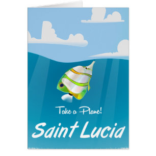 St Lucia Cartoon travel poster.