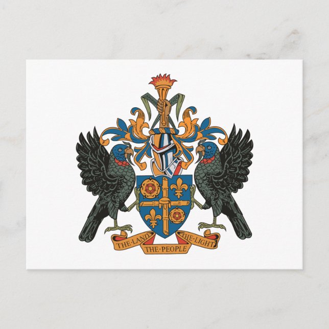St. Lucia Coat of Arms Postcard (Front)