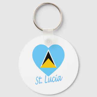 St Lucia Flag Heart Key Ring