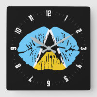 St Lucia Flag lip Square Wall Clock