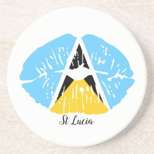 St Lucia Flag lips Coaster