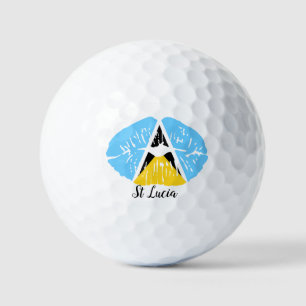 St Lucia Flag lips Golf Balls