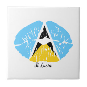 St Lucia  Flag  lips  Tile