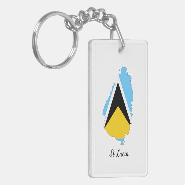 St Lucia  Flag Map   Key Ring (Front Left)
