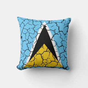 St Lucia Flag on crack design Cushion