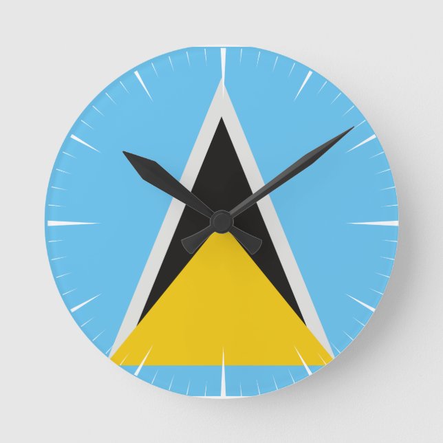 St Lucia Flag  Round Clock (Front)