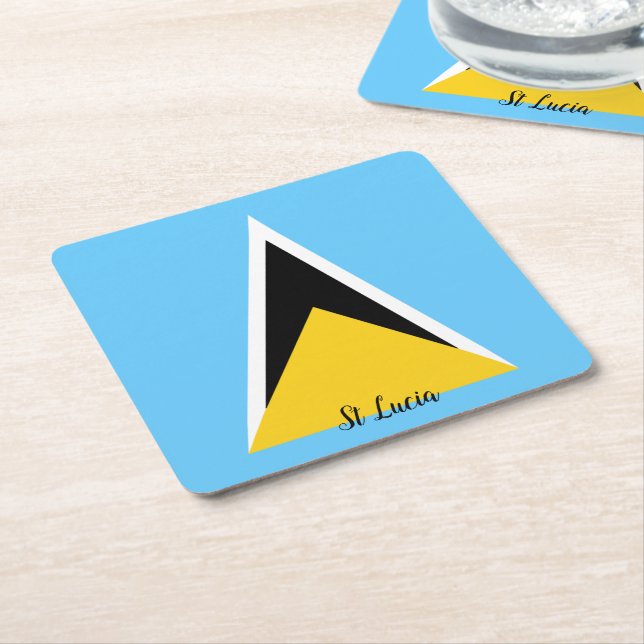 St Lucia Flag  Square Paper Coaster (Angled)