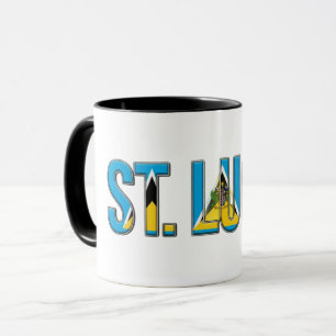St. Lucia Flag Text   Caribbean Pride Design Mug