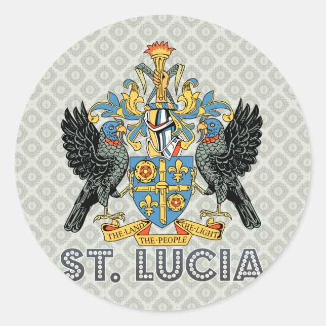 St. Lucia High Quality Coat of Arms Classic Round Sticker (Front)