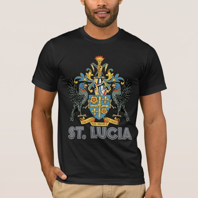 St. Lucia High Quality Coat of Arms T-Shirt (Front)