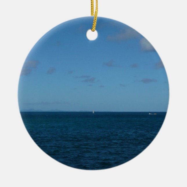 St. Lucia Horizon Blue Ocean Ceramic Tree Decoration (Front)