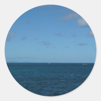 St. Lucia Horizon Blue Ocean Classic Round Sticker