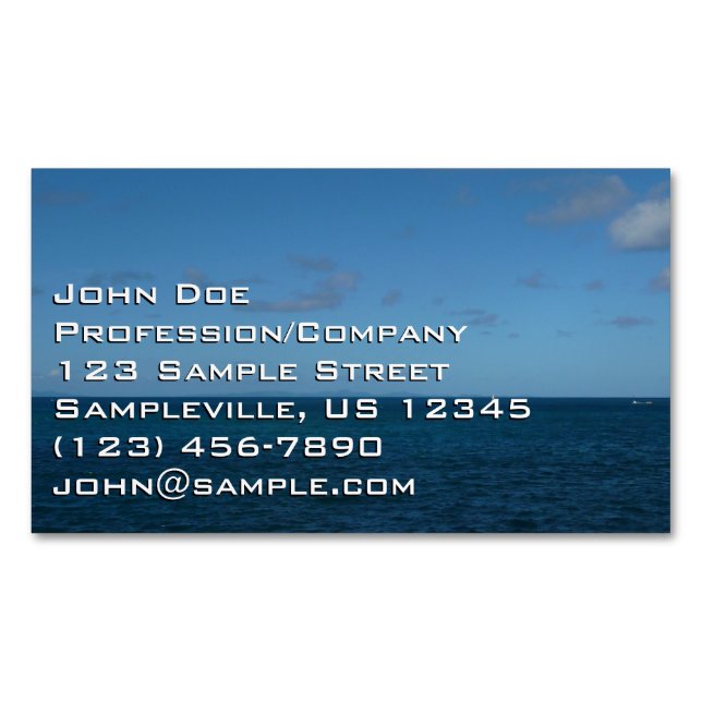 St. Lucia Horizon Blue Ocean Magnetic Business Card (Front)