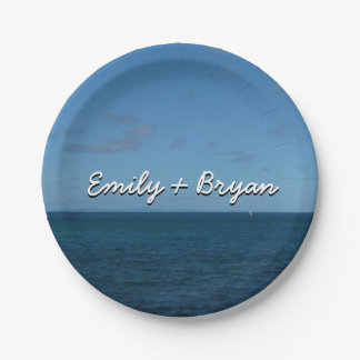 St. Lucia Horizon Blue Ocean Paper Plate