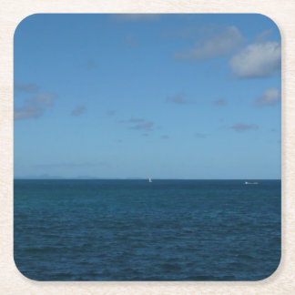 St. Lucia Horizon Blue Ocean Square Paper Coaster