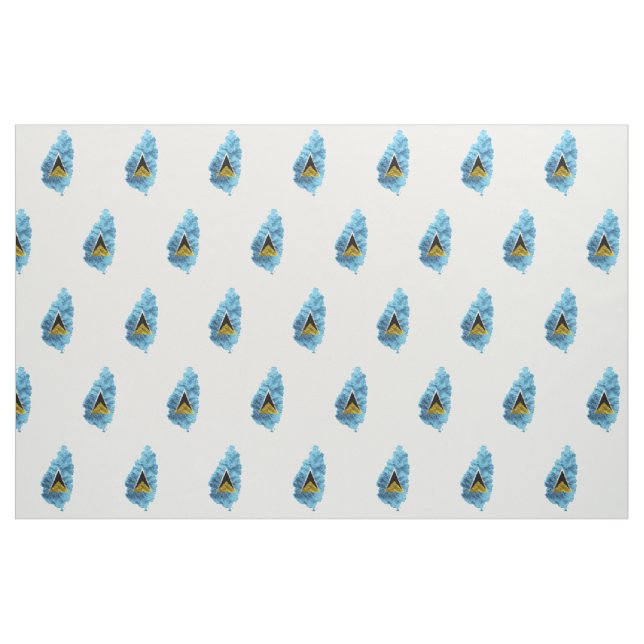 St Lucia Map flag Fabric (Fat Quarter)