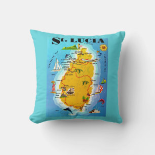 St Lucia Map Postcard  Cushion