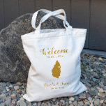 St. Lucia Map Wedding Welcome Tote Bag, Gold<br><div class="desc">Wedding weekend welcome gift bag for out of town guests to your wedding,  featuring image of St. Lucia,  with heart you may place at the precise location. Fill the tote with your favourite goodies.</div>