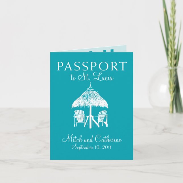 St. Lucia Wedding Passport Invitation (Front)