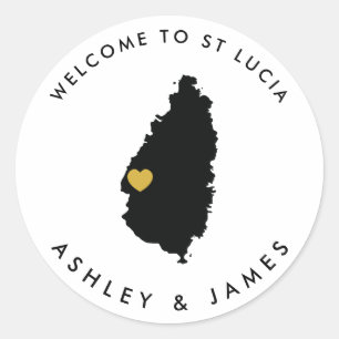 St. Lucia Wedding Welcome Sticker for Box, Bag