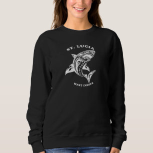 St Lucia West Indies Vintage Retro Tribal Shark Va Sweatshirt