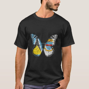 St Lucian St Barts Flag Butterfly T-Shirt