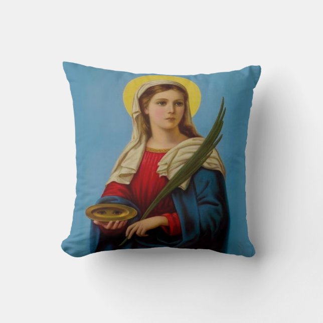 St. Lucy Catholic Saint of Eyes Cushion (Front)
