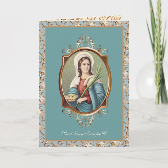 St. Lucy|Lucia Religious Vintage Patron Eyes Card (Front)