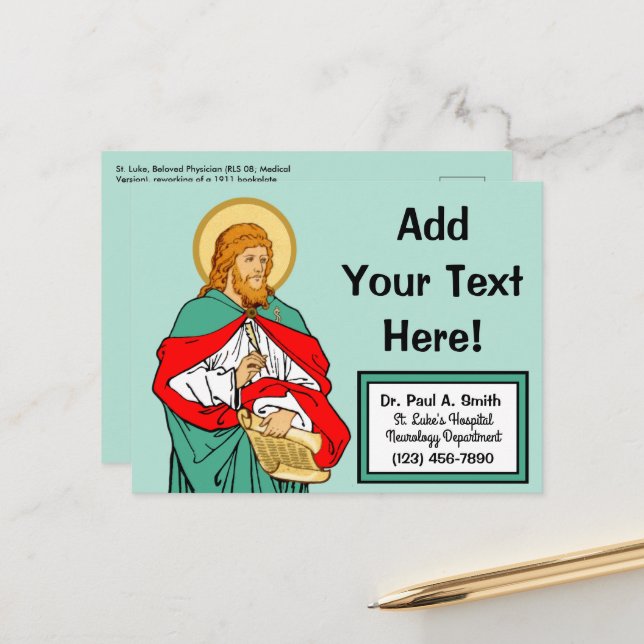 St. Luke, Beloved Physician (RLS 08; MedVers.) Postcard (Front/Back In Situ)