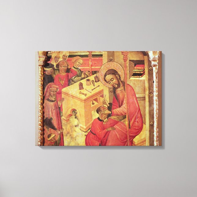 St. Luke Operating on a Man's Head, c.1400-30 Canvas Print (Front)