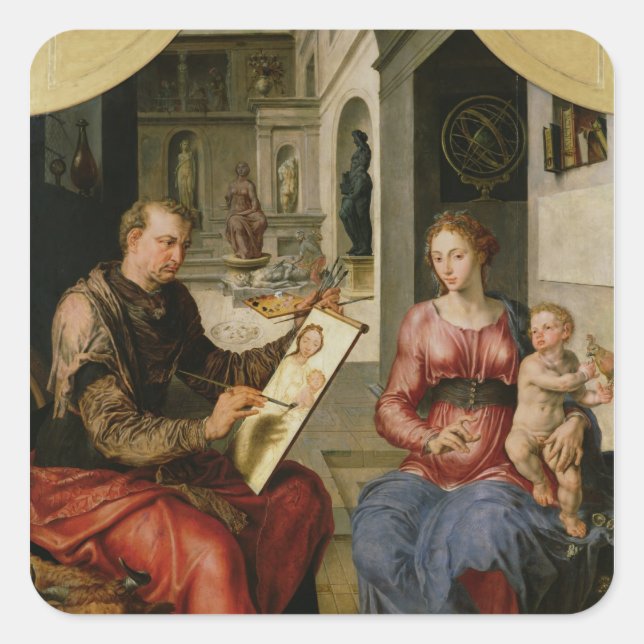 St. Luke Painting the Virgin, c.1545 Square Sticker (Front)