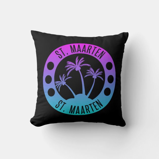 St. Maarten Blue Gradient Sint Martin Cushion (Front)