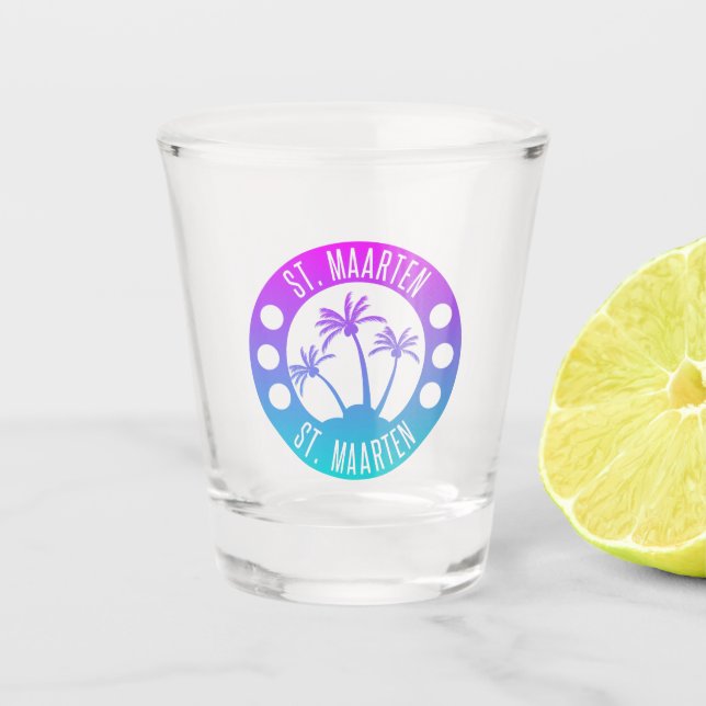 St. Maarten Blue Gradient Sint Martin Shot Glass (Front)