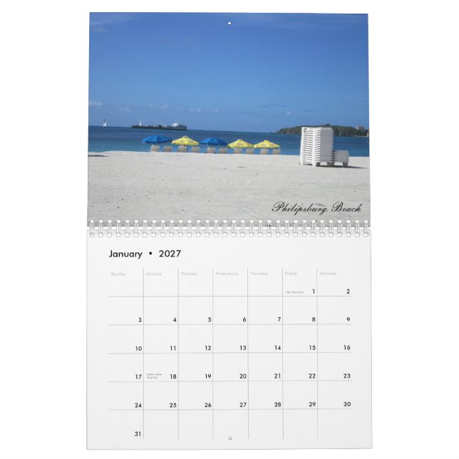St. Maarten Custom Printed Calendar (Jan 2027)