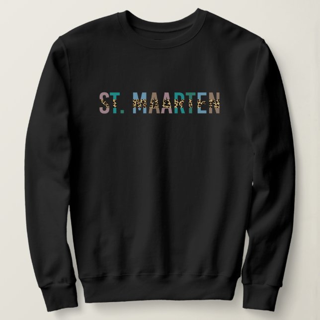 St. Maarten Leopard print typography Sint Martin Sweatshirt (Design Front)