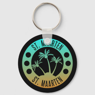 St. Maarten Ocean Aqua Blue Gradient Sint Martin Key Ring