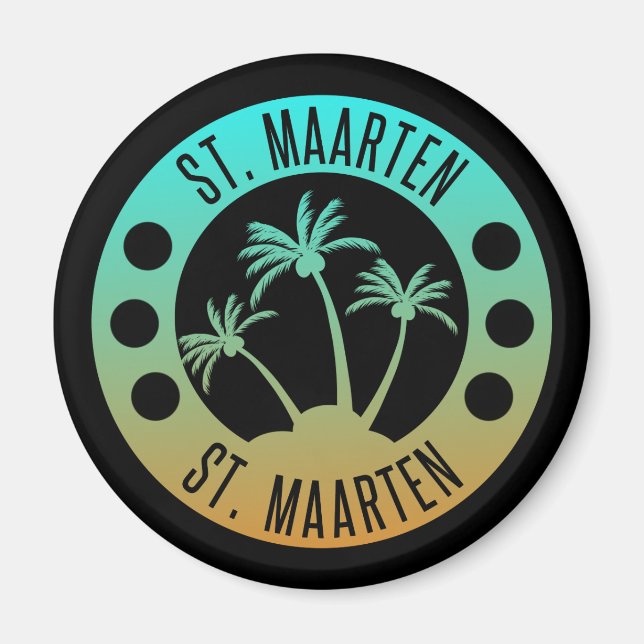 St. Maarten Ocean Aqua Blue Gradient Sint Martin Magnet (Front)