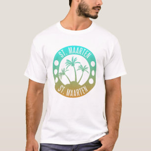 St. Maarten Ocean Aqua Blue Gradient Sint Martin T-Shirt