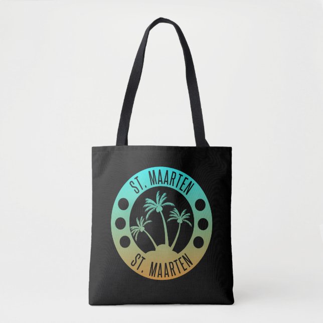 St. Maarten Ocean Aqua Blue Gradient Sint Martin Tote Bag (Front)